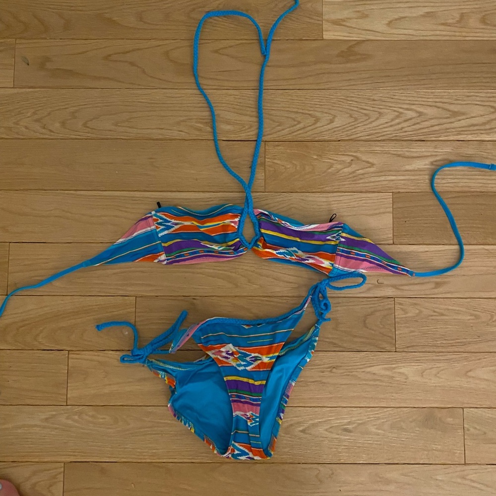 Top shop boho style halter blue bikini